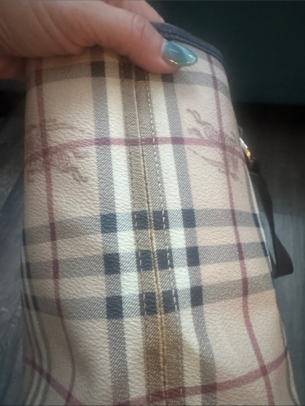 Burberry Beige Nova Check Tote with Dark Brown Handles - Picture 6 of 8